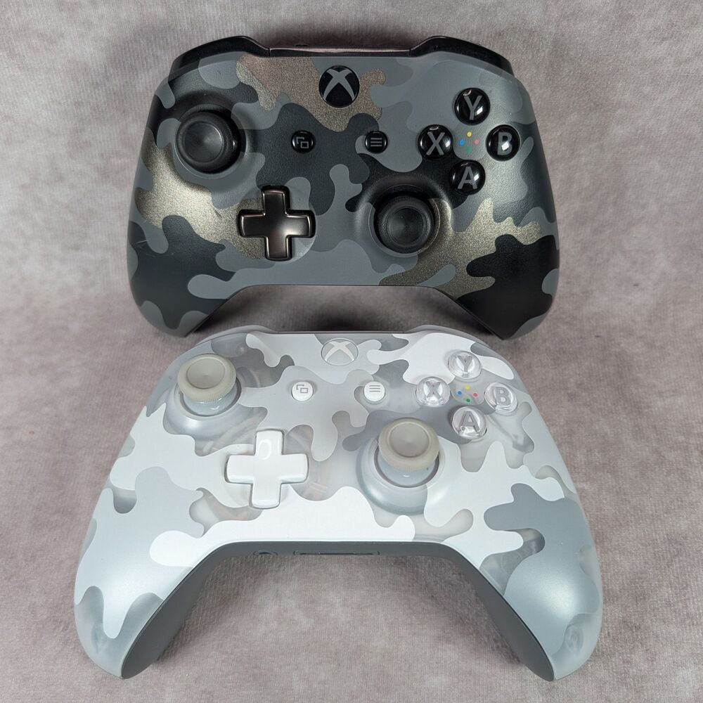 Lot 2 Microsoft Xbox One Wireless Controllers 1708 Night Ops & Arctic Camo OEM